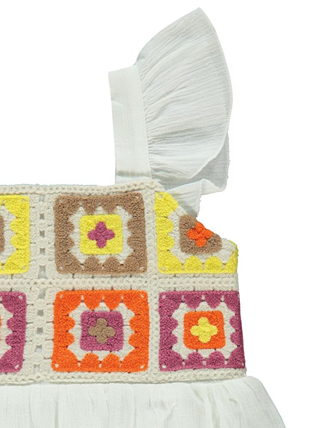 Girls Roba Desenli 6-9 Yaş Elbise - Ekru 9-10 Yaş-2