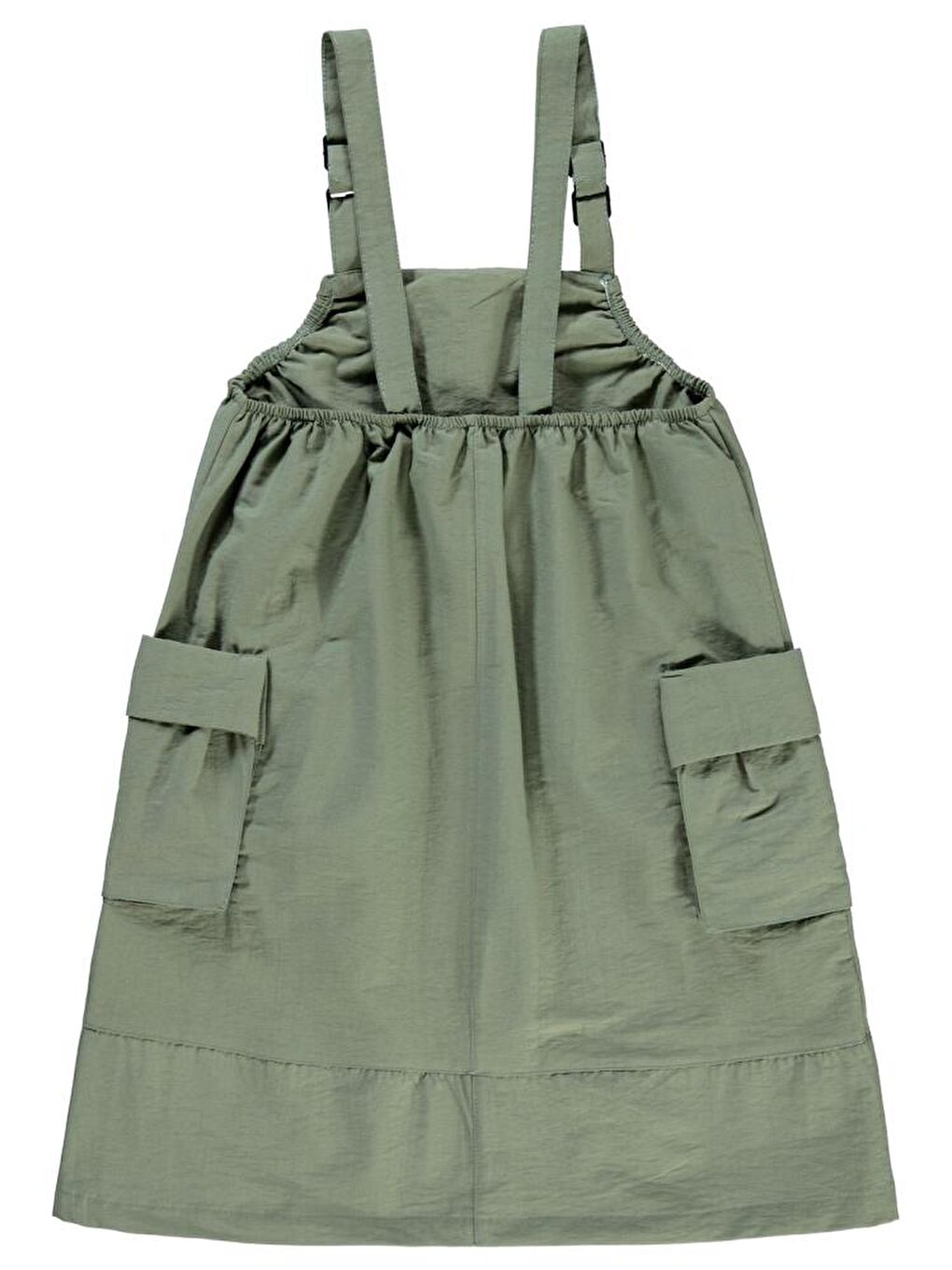 Girls Askılı Körük Cepli 6-9 Yaş Elbise - Haki 8-9 Yaş-1