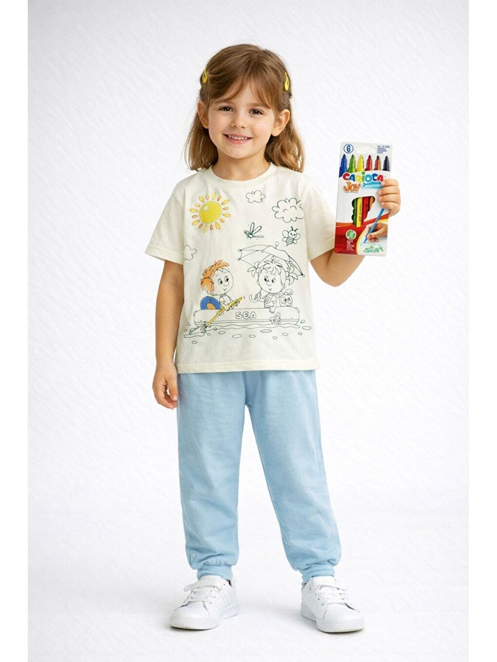 Mavi En Sevimli Figürleri Özel Kalemi ile BOYANABİLİR Çocuk Pijama Takımı (Yıkama Sonrası Leke Bırakmaz)-3