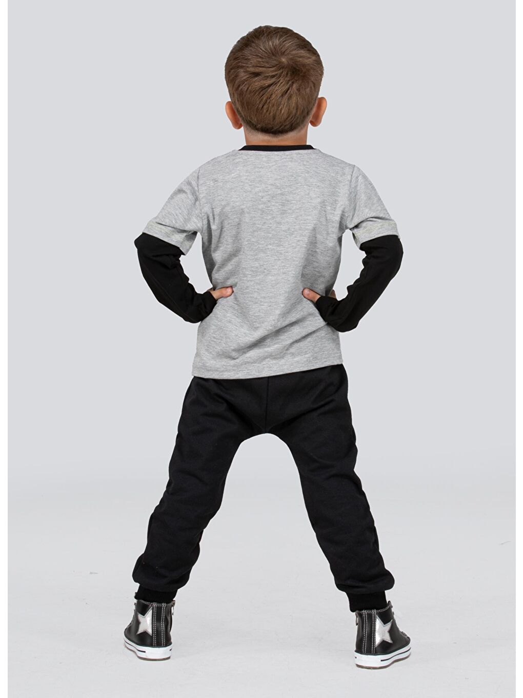 Siyah Vibes Erkek Çocuk Harem Pantolon Takım-1