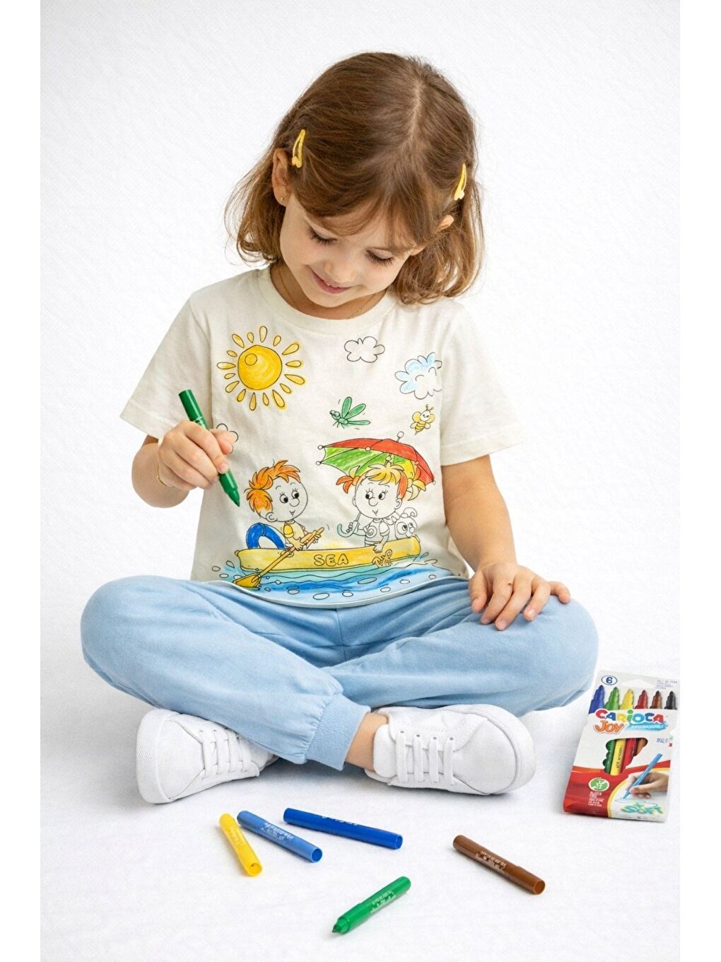 Mavi En Sevimli Figürleri Özel Kalemi ile BOYANABİLİR Çocuk Pijama Takımı (Yıkama Sonrası Leke Bırakmaz)-5