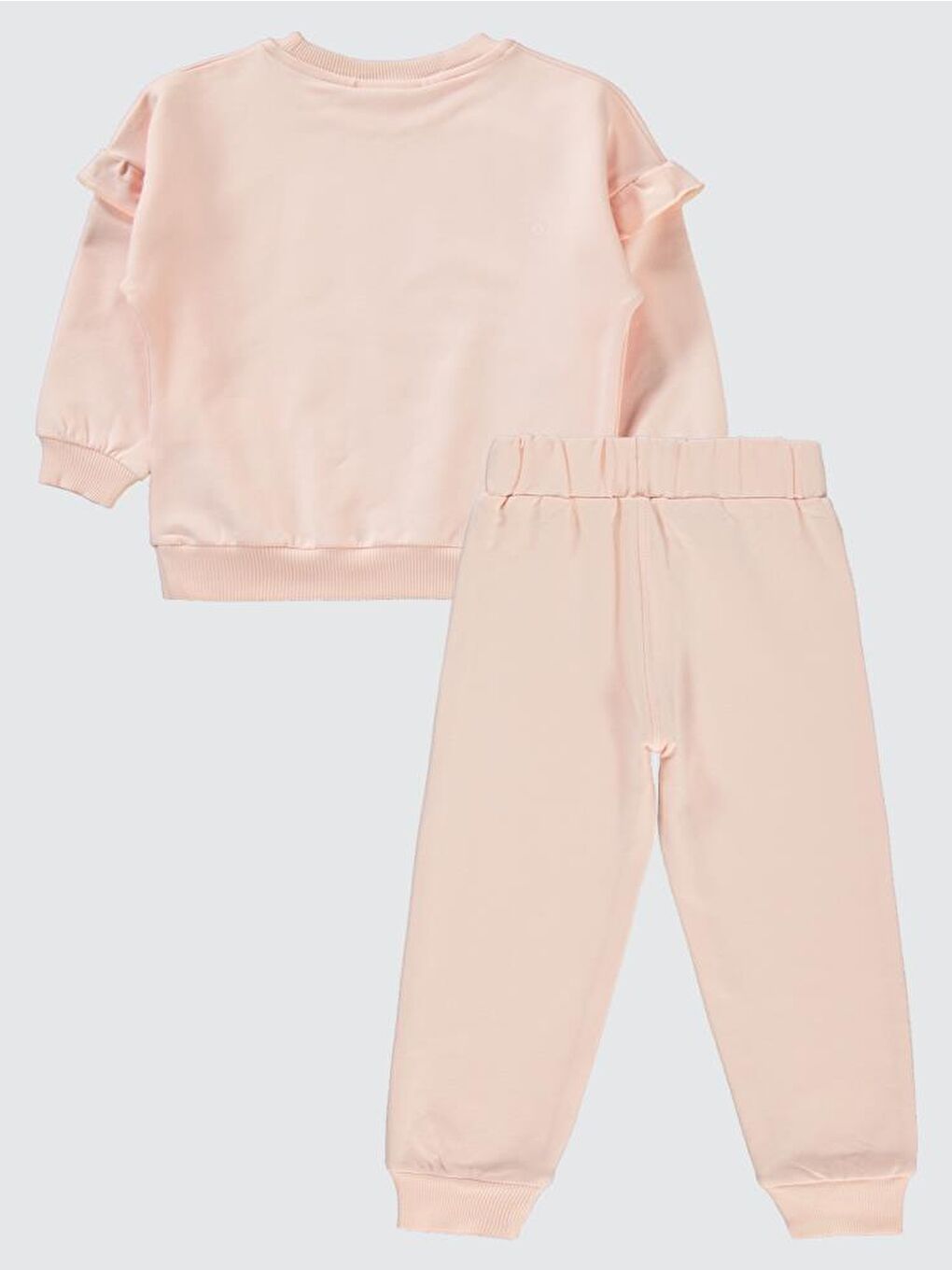 Pembe Girls Kolu Fırfırlı 2-5 Yaş Eşofman Takımı - Pudra 2-3 Yaş-1