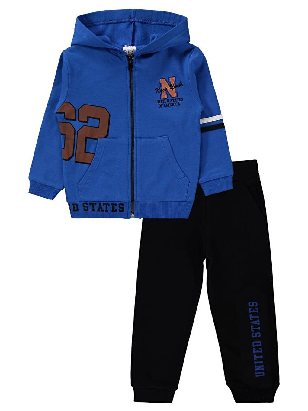 Kapüşonlu 62 Baskılı 2-5 Yaş Eşofman Takımı - Mavi 4-5 Yaş-2