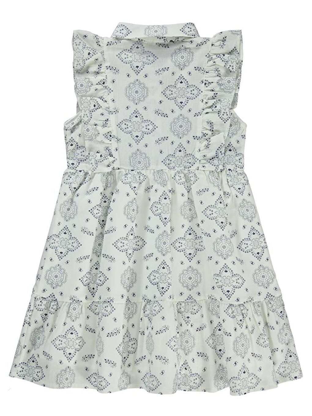 Girls Düğmeli 6-9 Yaş Elbise - Lacivert 9-10 Yaş-1