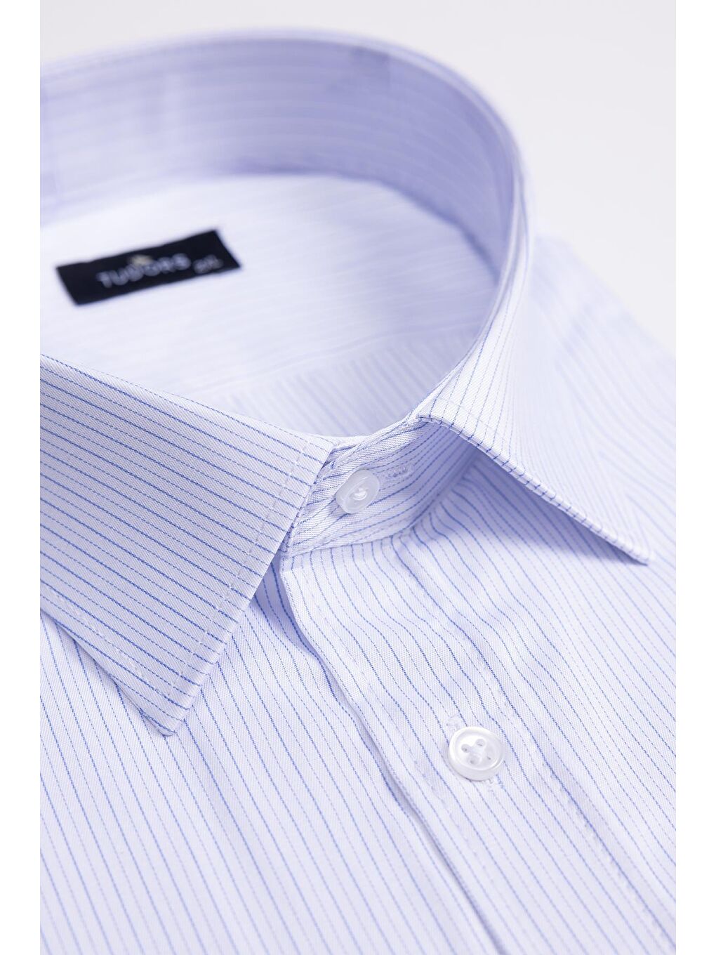 Beyaz Büyük Beden Uzun Kol Çizgili Erkek Gömlek