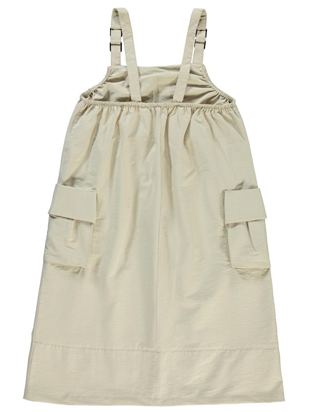 Girls Askılı Körük Cepli 10-13 Yaş Elbise - Bej 10-11 Yaş