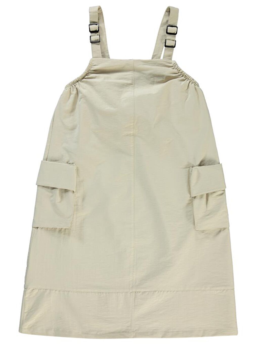 Girls Askılı Körük Cepli 10-13 Yaş Elbise - Bej 10-11 Yaş-1