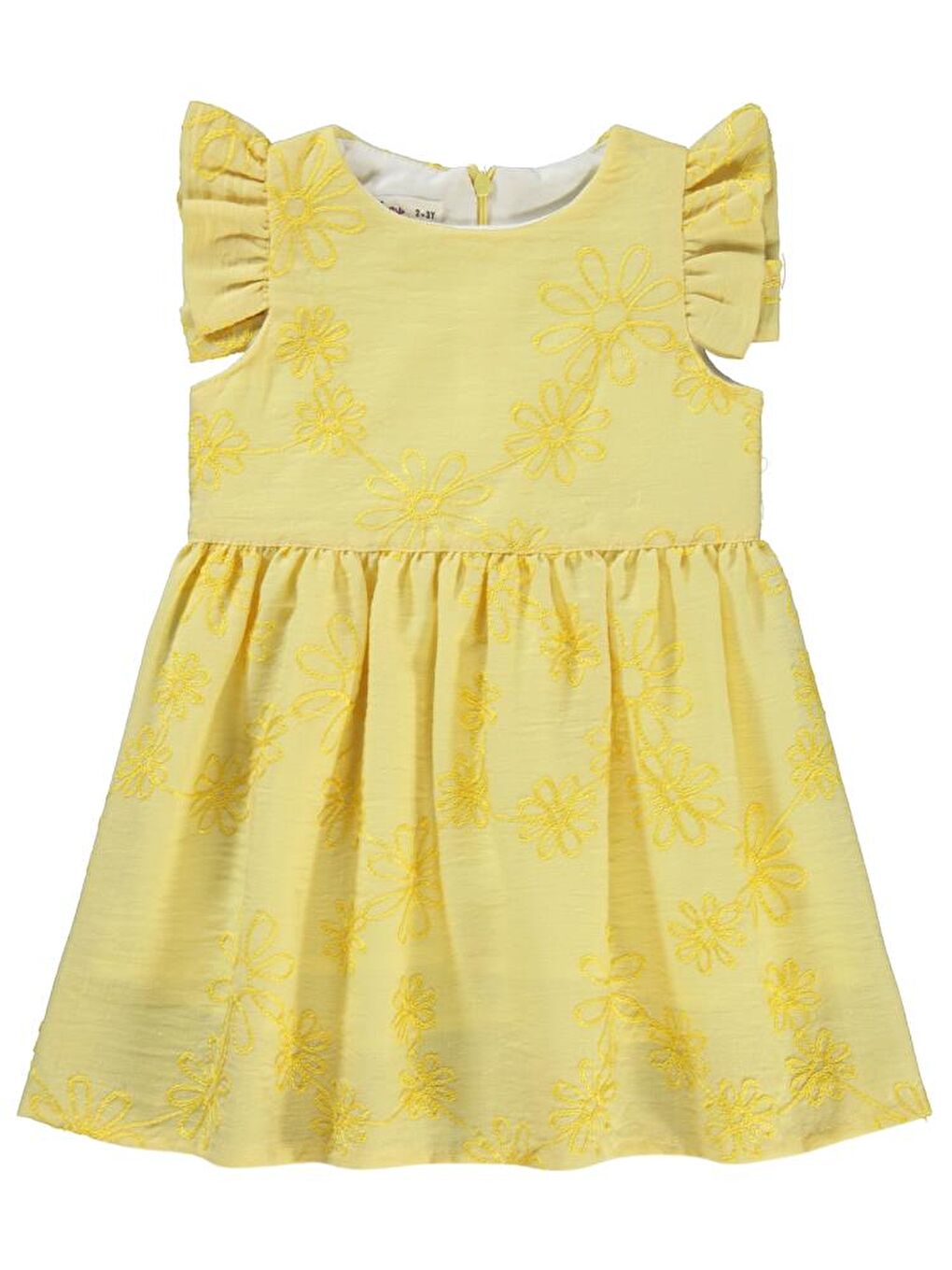 Girls Çiçek Nakışlı 2-5 Yaş Elbise - Sarı 2-3 Yaş-2