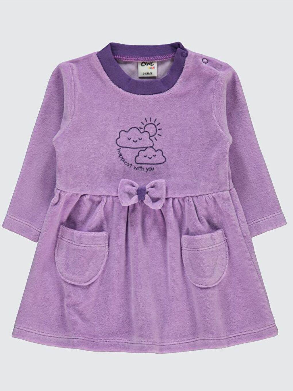 Baby Bulut Baskılı 3-18 Ay Elbise - Lila 12-18 Ay-1