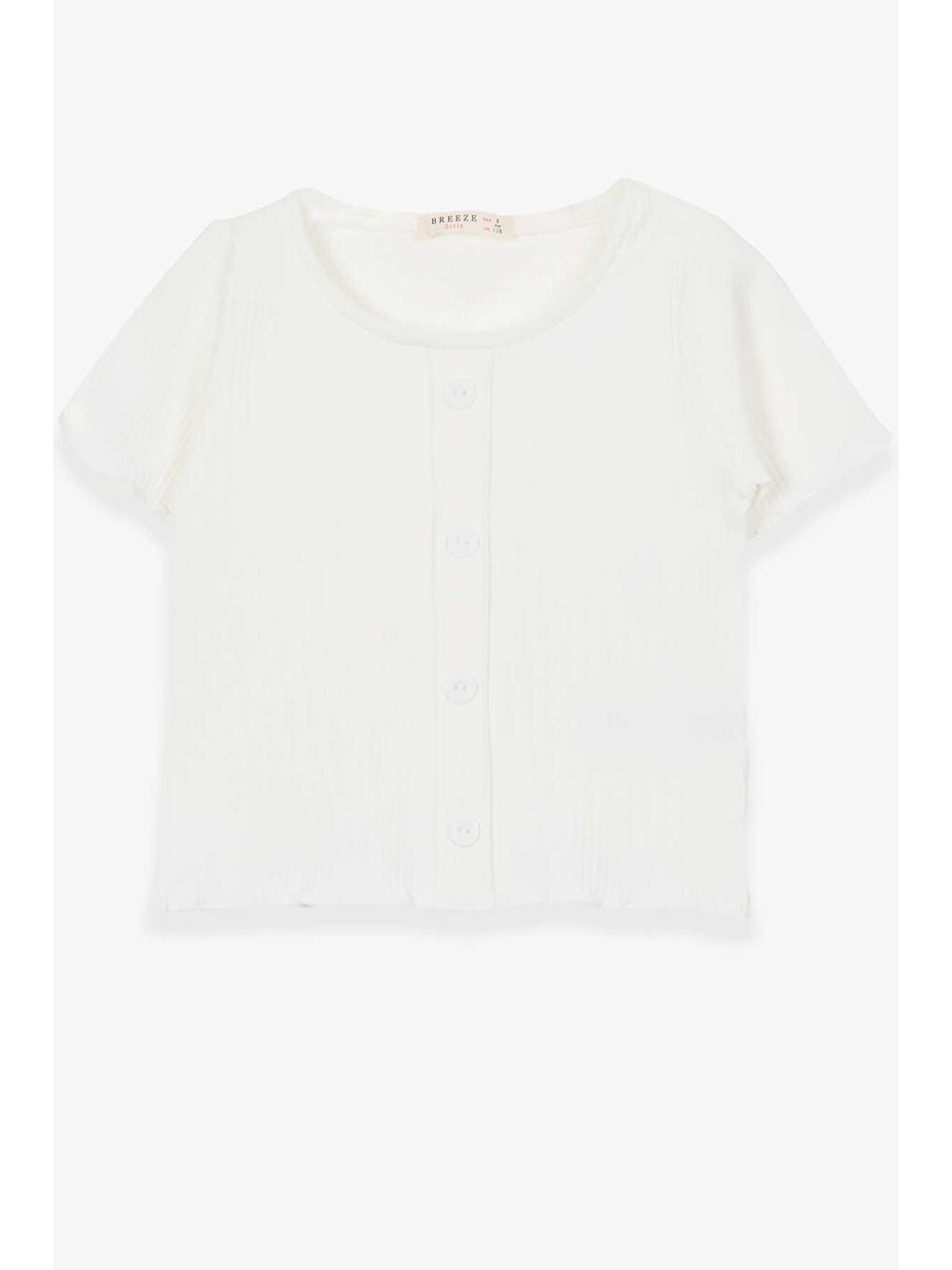 Kız Çocuk Tişört Düğme Aksesuarlı Ekru (9-14 Yaş)-7
