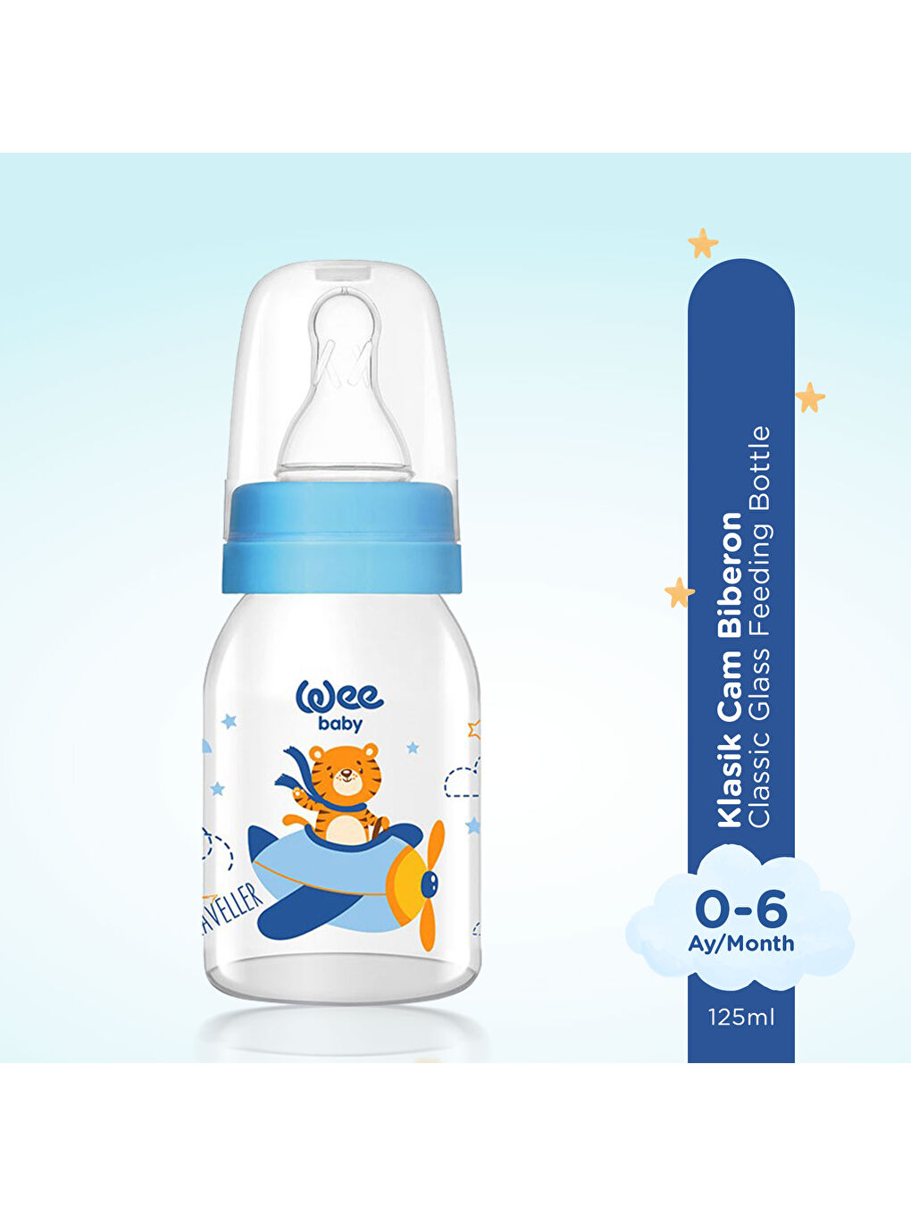 Klasik Cam Biberon 125 ml - Mavi-1