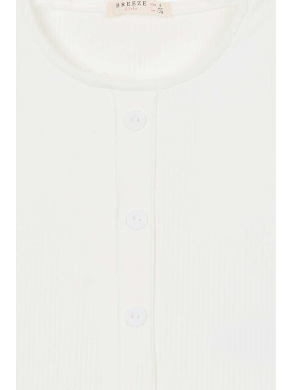 Kız Çocuk Tişört Düğme Aksesuarlı Ekru (9-14 Yaş)-11