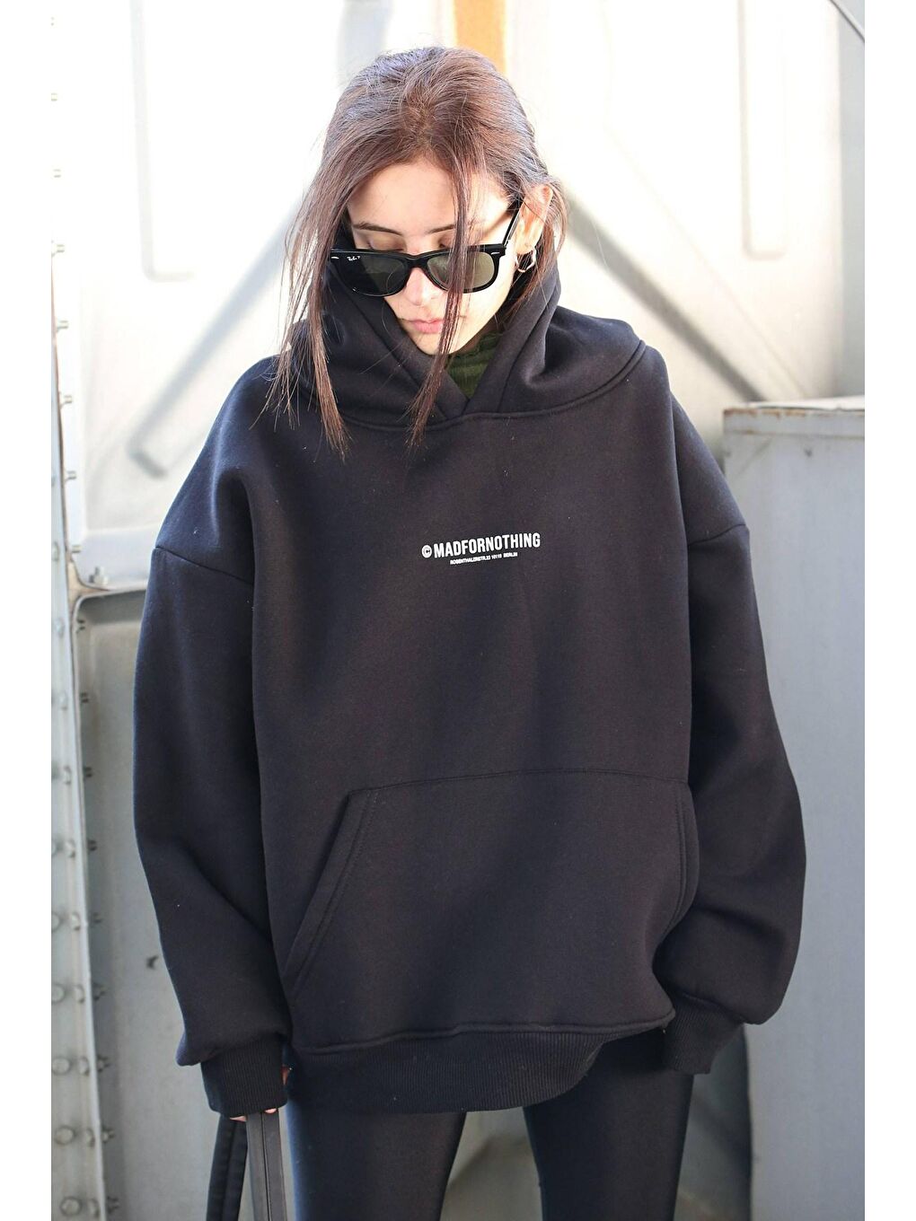 Madmext Siyah Baskılı Oversize Sweatshirt MG1287 - 1