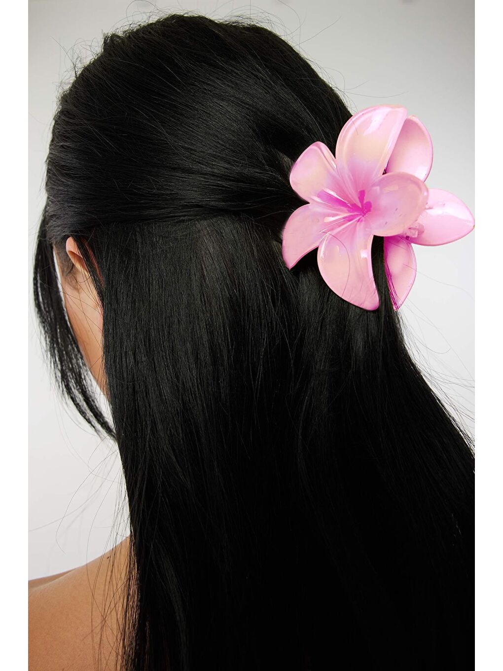 Pembe Büyük Hibiscus Lüks Asetat Mandal Toka-1