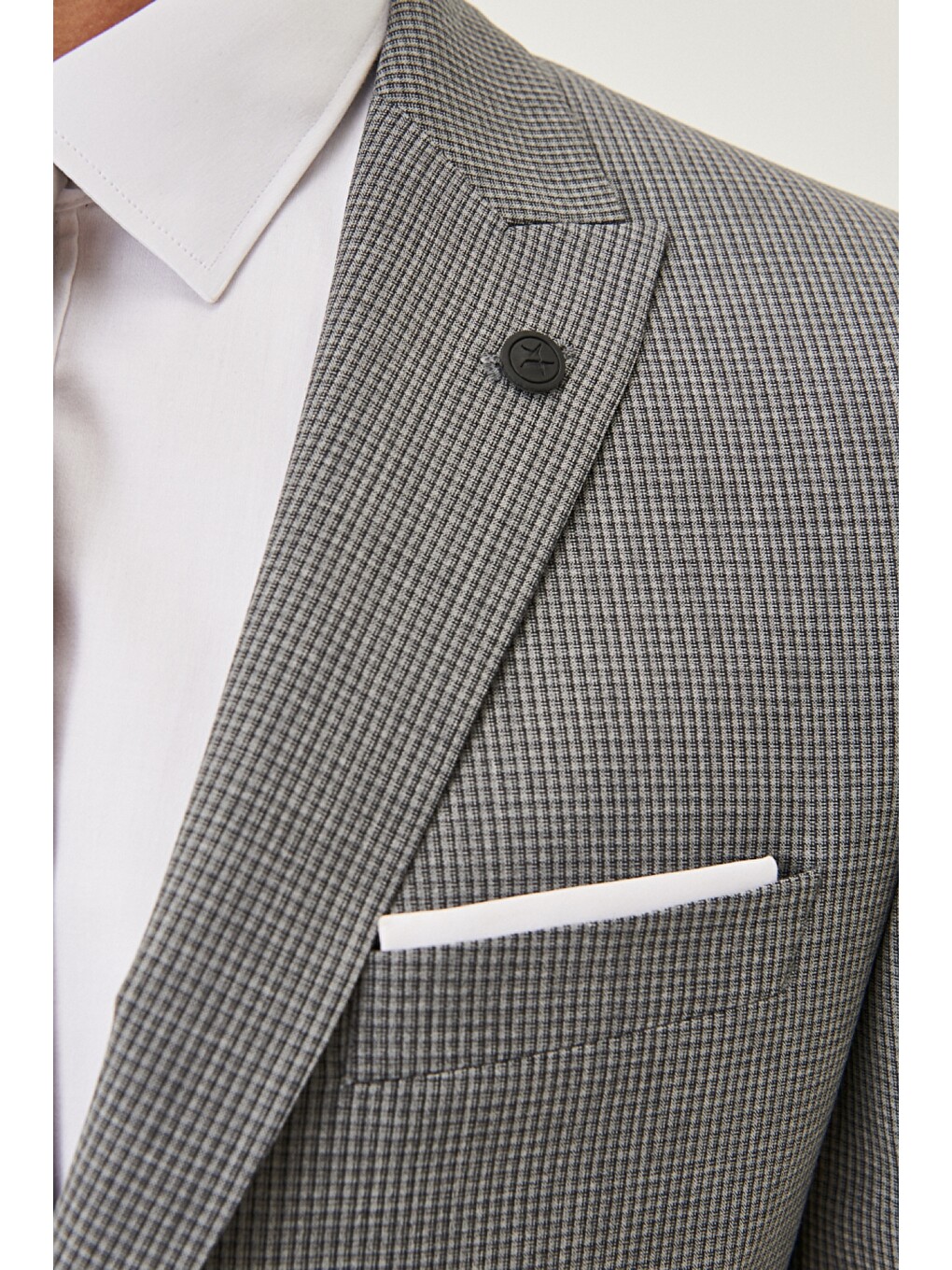 Erkek Gri Slim Fit Desenli Takım Elbise-3