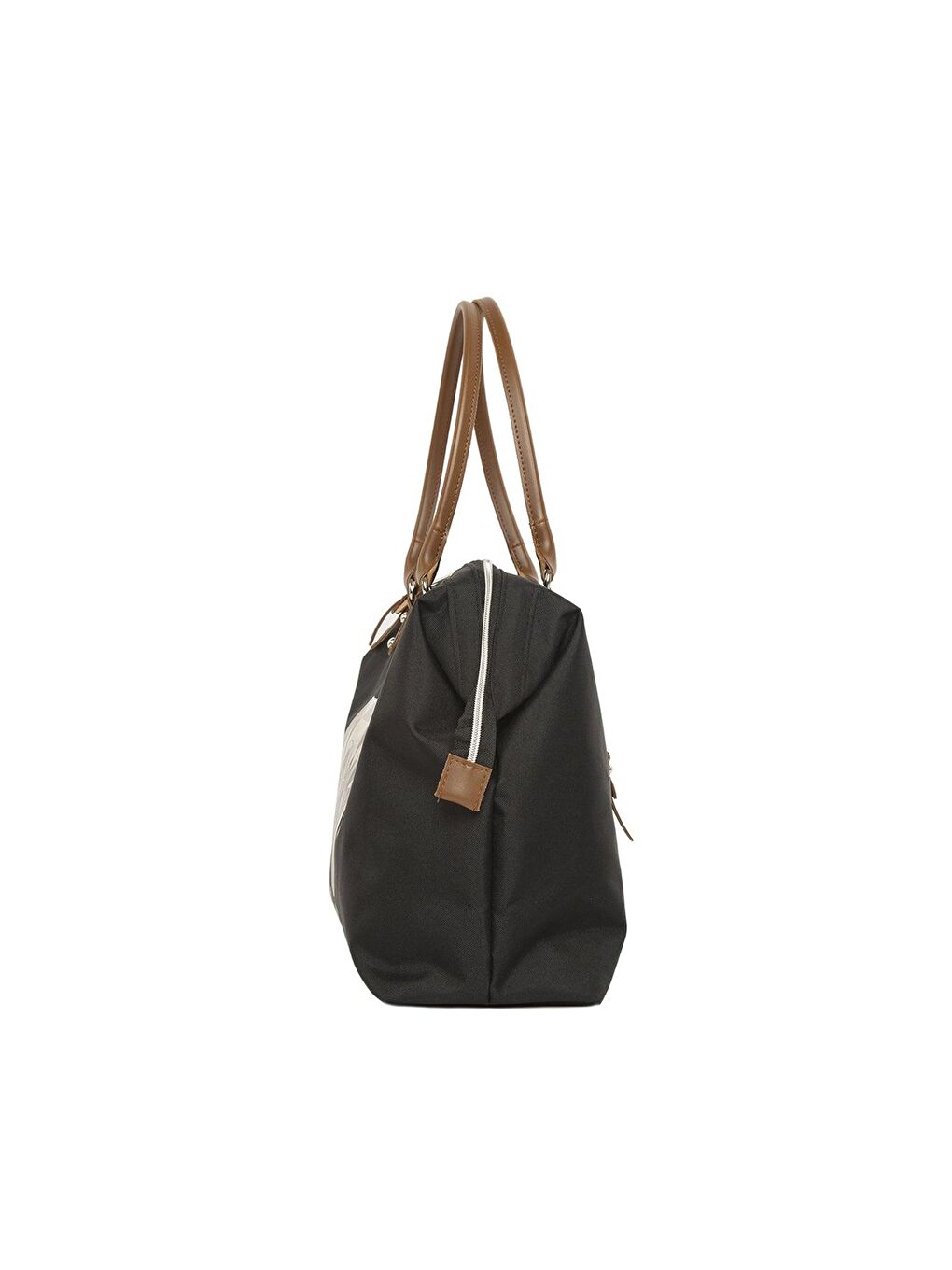 Siyah Kesik Yazı Baskılı Omuz Askılı Çanta-2