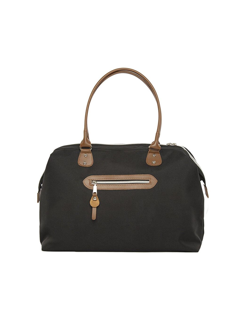 Siyah Kesik Yazı Baskılı Omuz Askılı Çanta-3