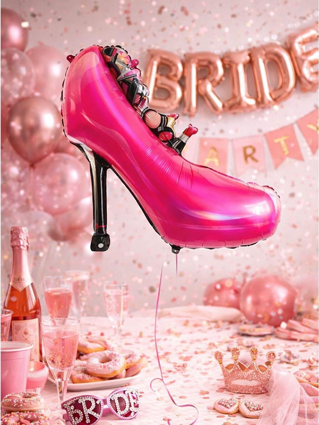 Fuşya Stiletto Topuklu Ayakkabı Folyo Balon – Bekarlığa Veda & Doğum Günü 84 cm-1