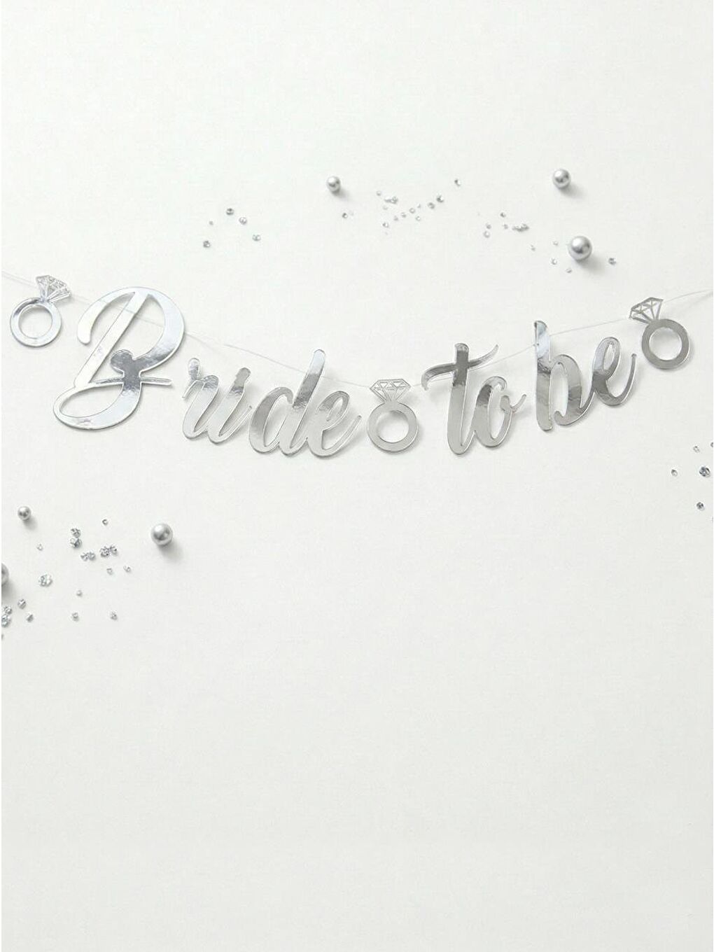 Gri Bride To Be Kaligrafi Banner Asılabilir  Bekarlığa Veda Parti Süsü Gümüş-1