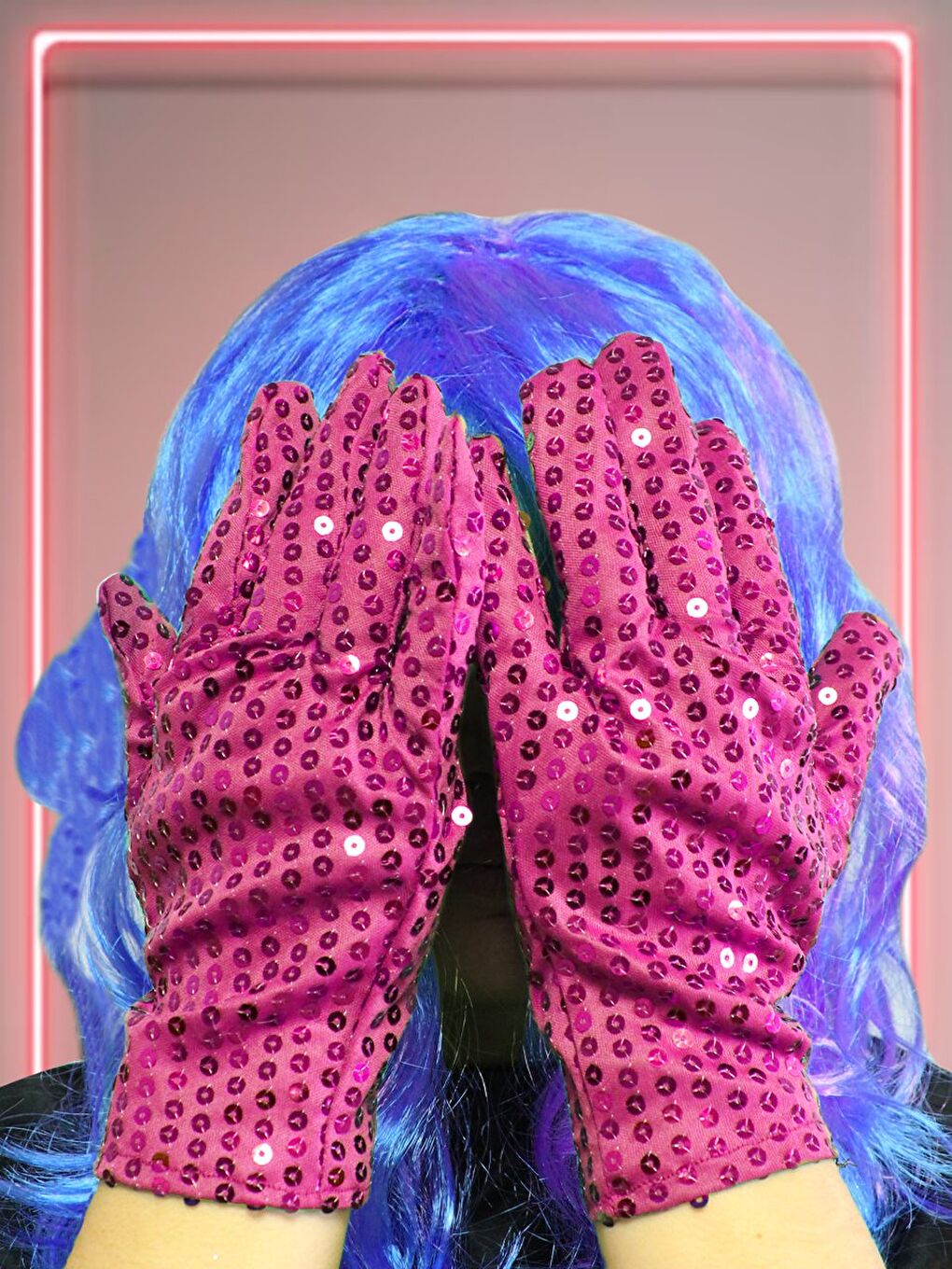 Pullu Eldiven Bride Bekarlığa Veda Partisi Kostümü Fuşya