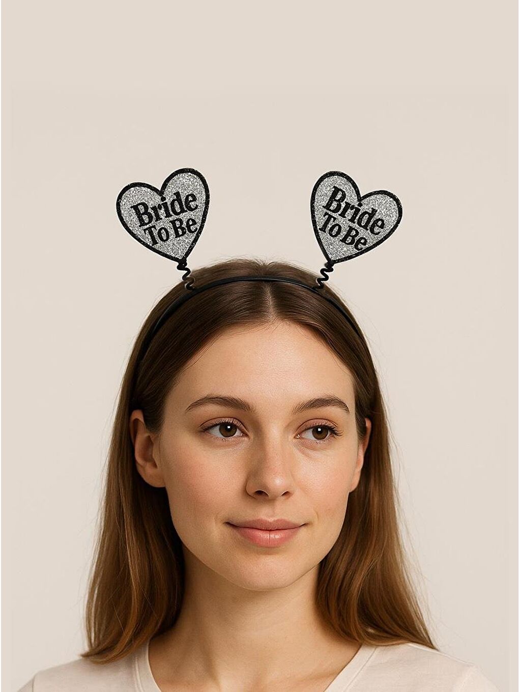 Gri Bride To Be Taç Bekarlığa Veda Parti Tacı Kalpli Gümüş