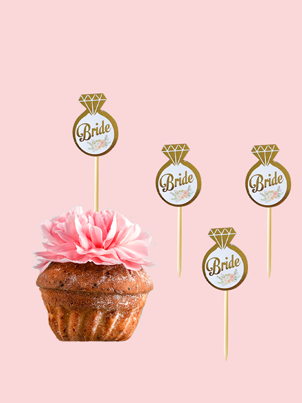 Sarı Bride To Be Bekarlığa Veda Partisi Cupcake Kürdanı 10' lu-1