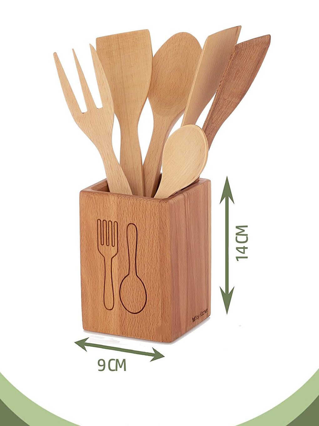 Kahverengi Ahşap Kaşık Seti 6 Parça Çatal-Kaşık Desenli-1