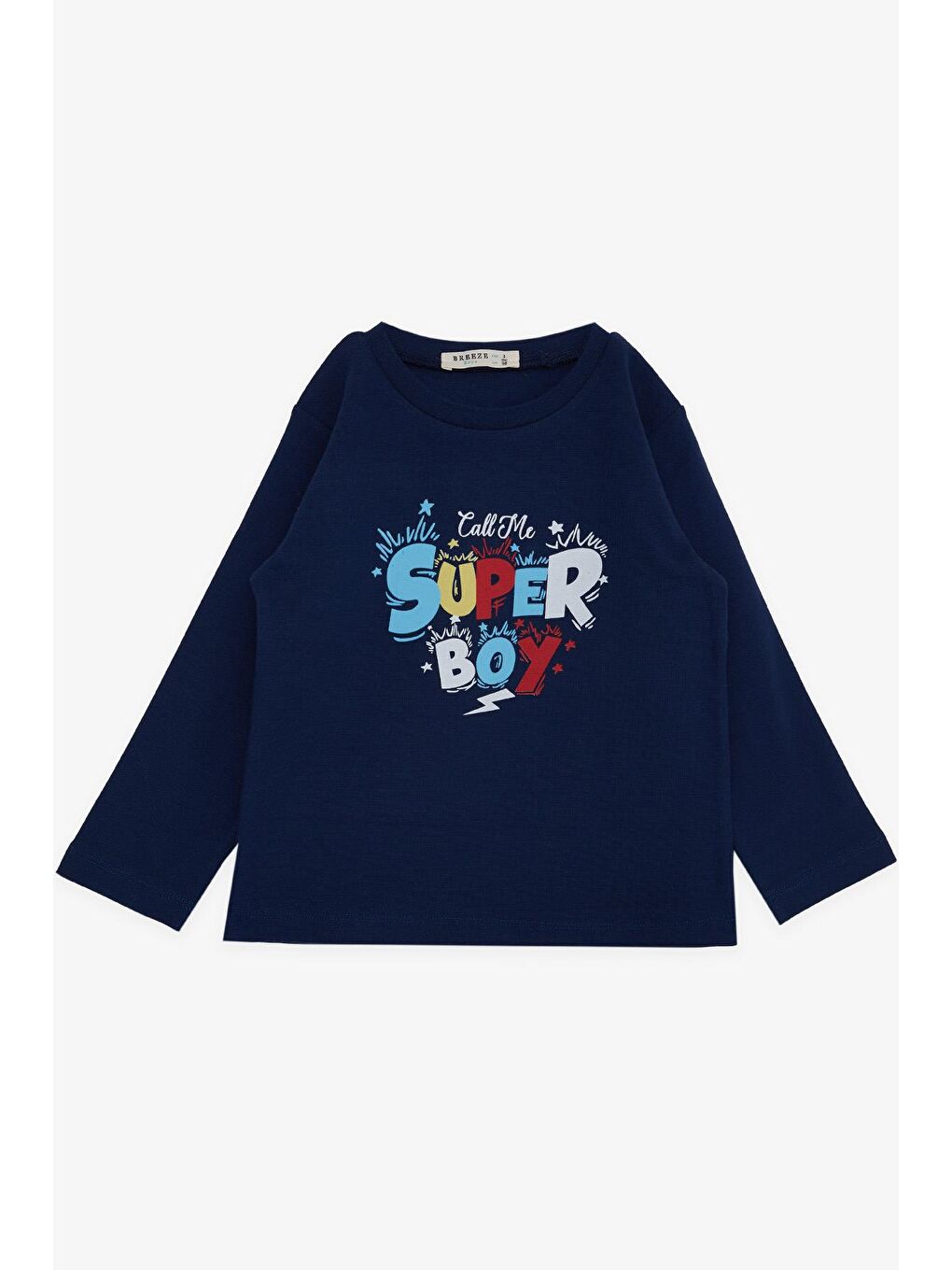 Erkek Çocuk Uzun Kollu Tişört Yazı Baskılı Lacivert (1-3 Yaş)