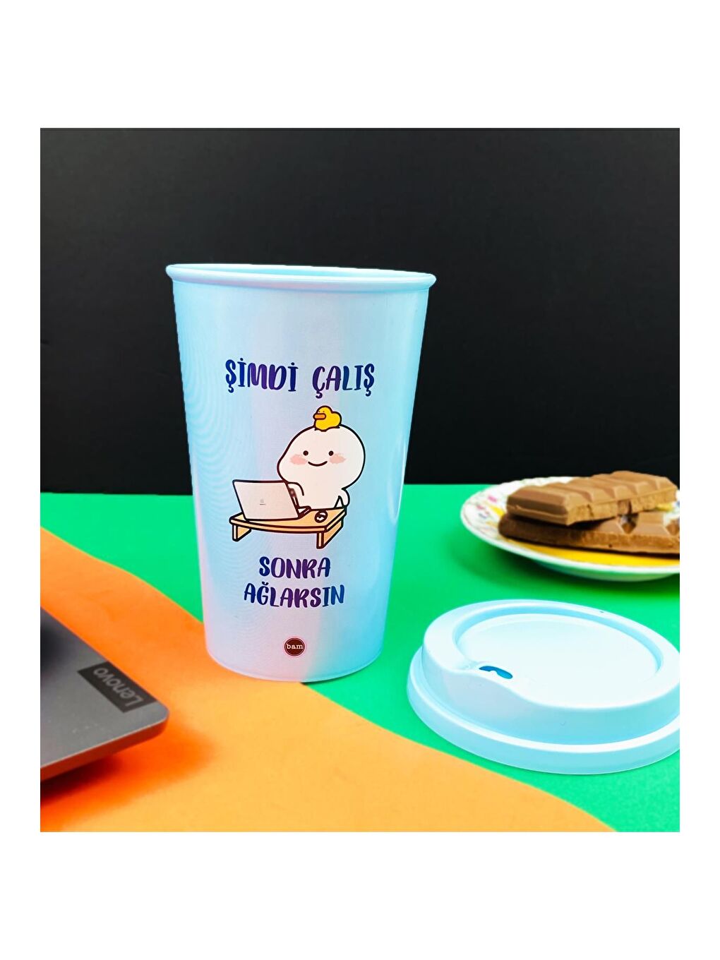 Karışık Motto Tasarımlı Plastik Kahve Bardağı-1