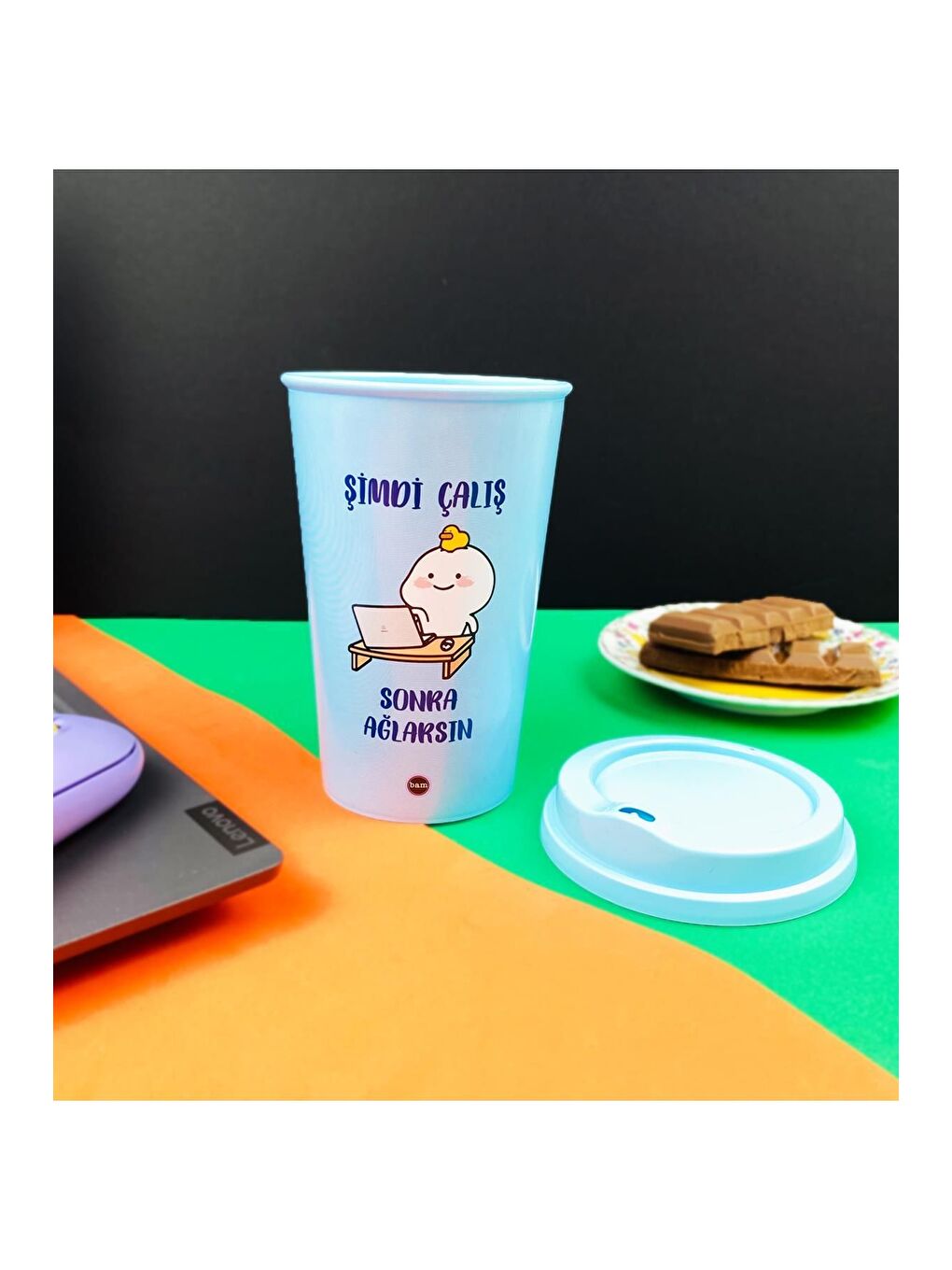 Karışık Motto Tasarımlı Plastik Kahve Bardağı-2