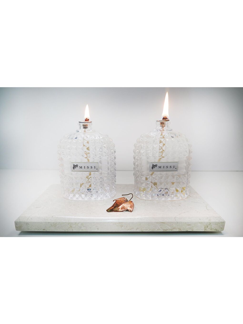 Renksiz 2 li Vanilya Sandal Kokulu Oval Kristal Kandil Seti ( 2 x 100 ml)