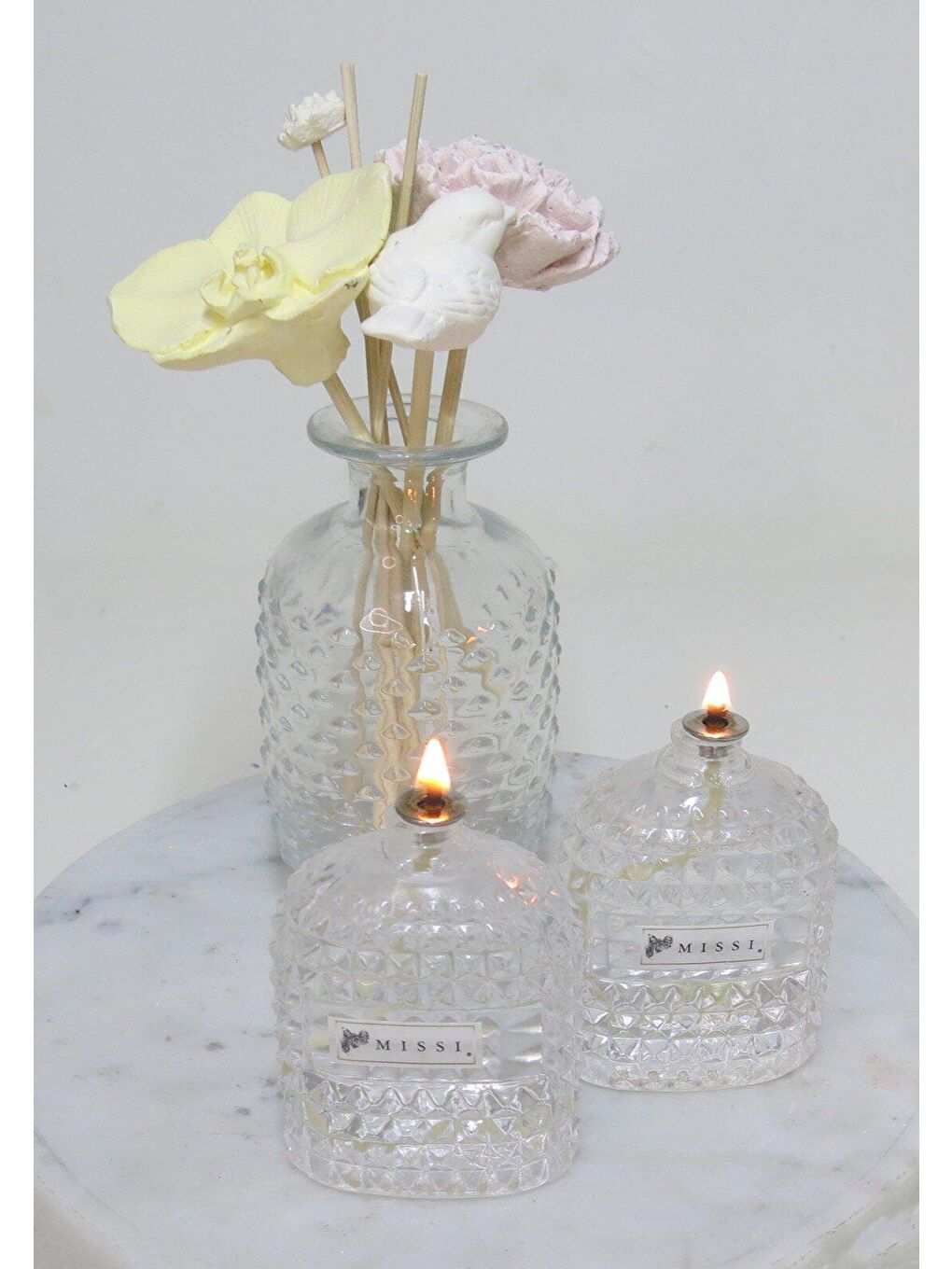 Renksiz 2 li Vanilya Sandal Kokulu Oval Kristal Kandil Seti ( 2 x 100 ml)-1