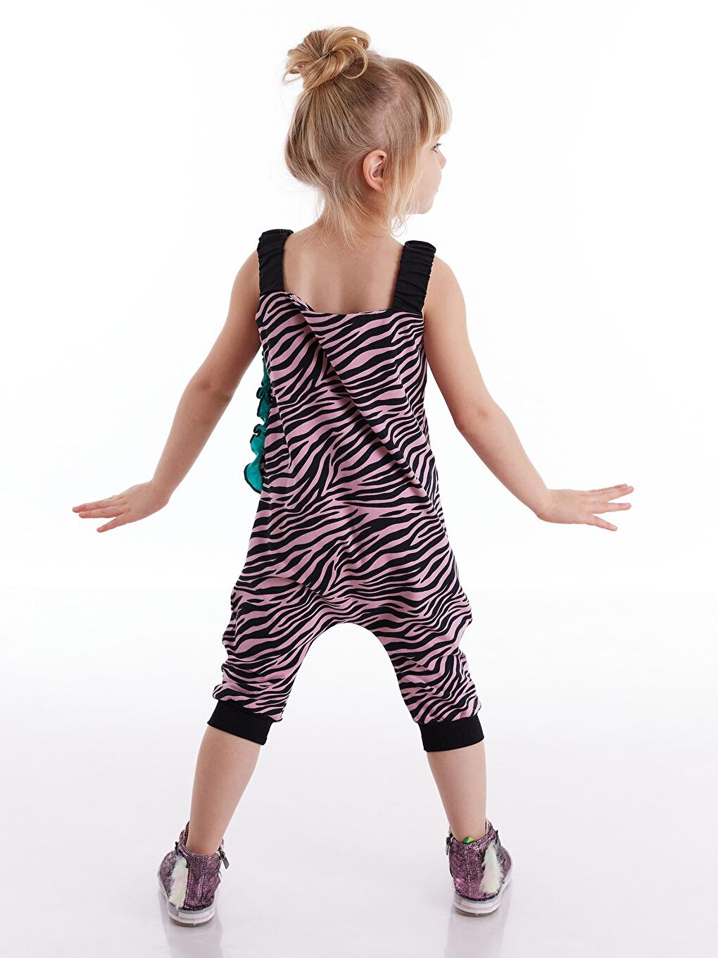 Denokids Karışık Zebra Fırfırlı Kız Tulum - 1