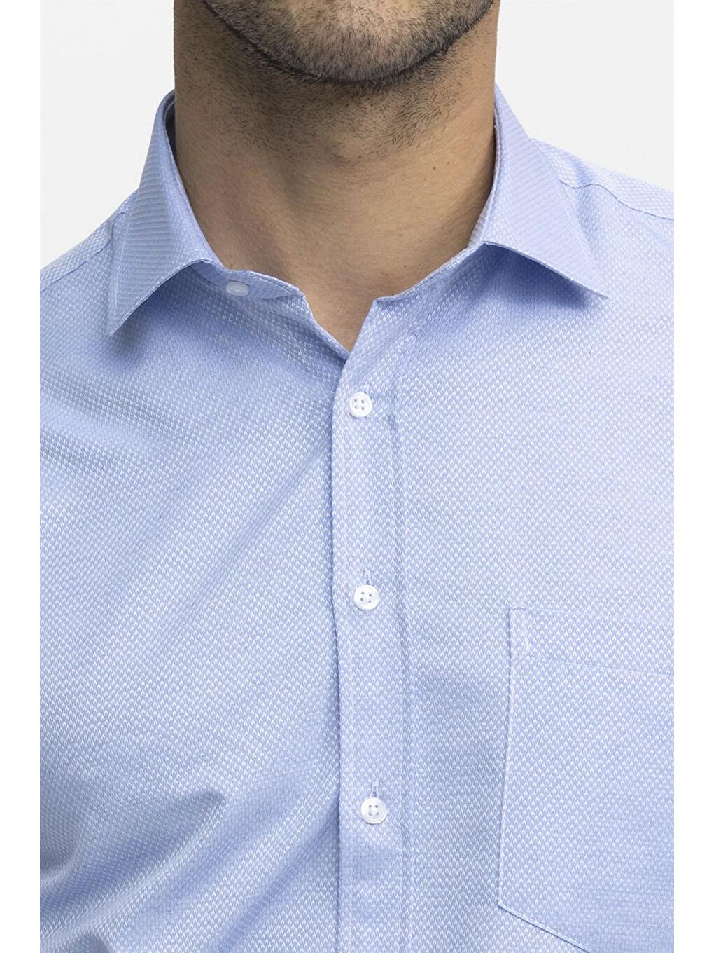 Mavi Klasik Fit Uzun Kol Kravatlık Armürlü Erkek Gömlek-4