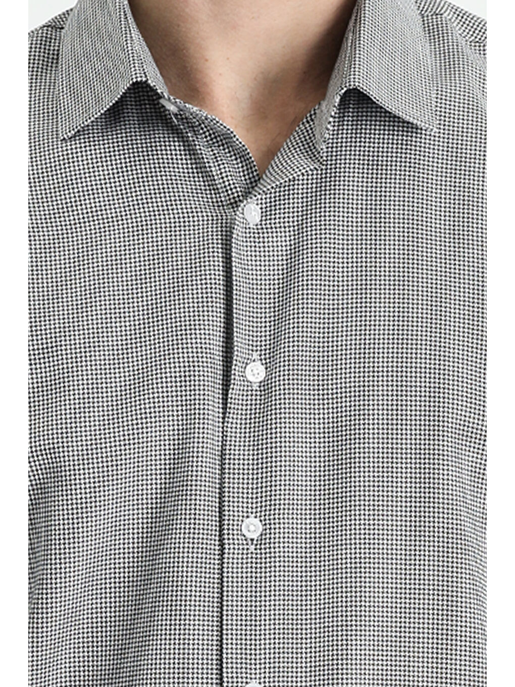 Siyah Uzun Kol Slim Fit Dar Kesim Klasik Desenli Pamuklu Kolay Ütülenebilir Gömlek-3