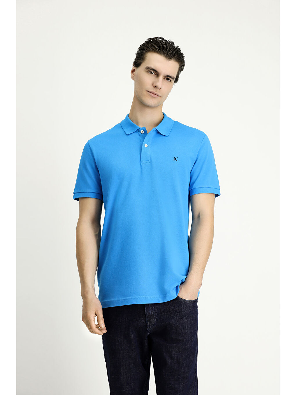 Mavi Slim Fit Dar Kesim Nakışlı Pamuk Polo Yaka Tişört-2