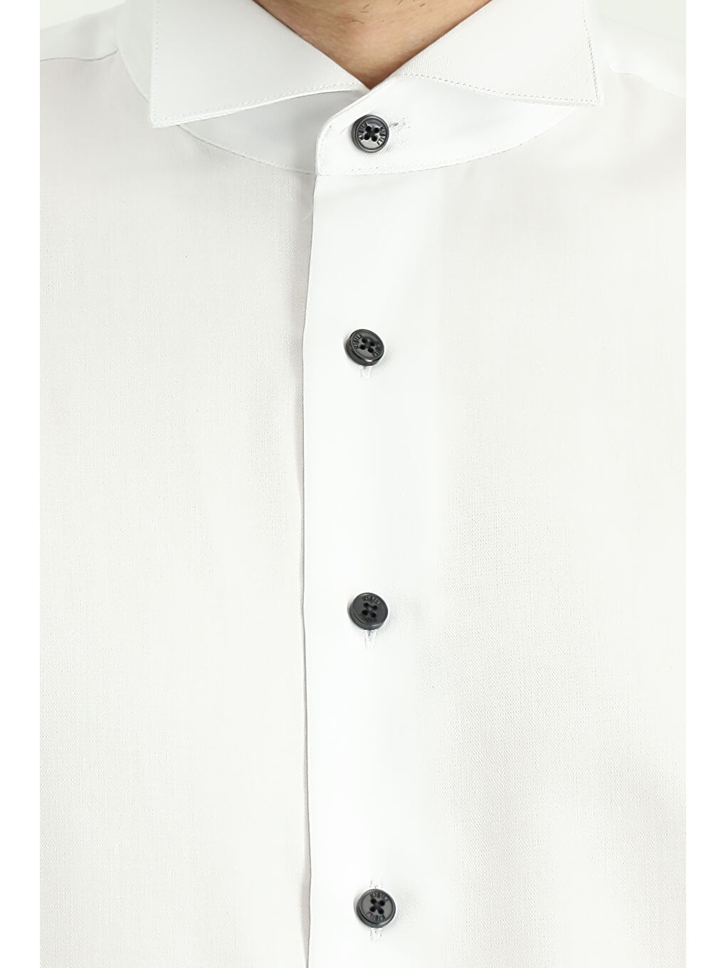 Beyaz Ata Yaka Slim Fit Dar Kesim Pamuklu Kolay Ütülenebilir Gömlek-4