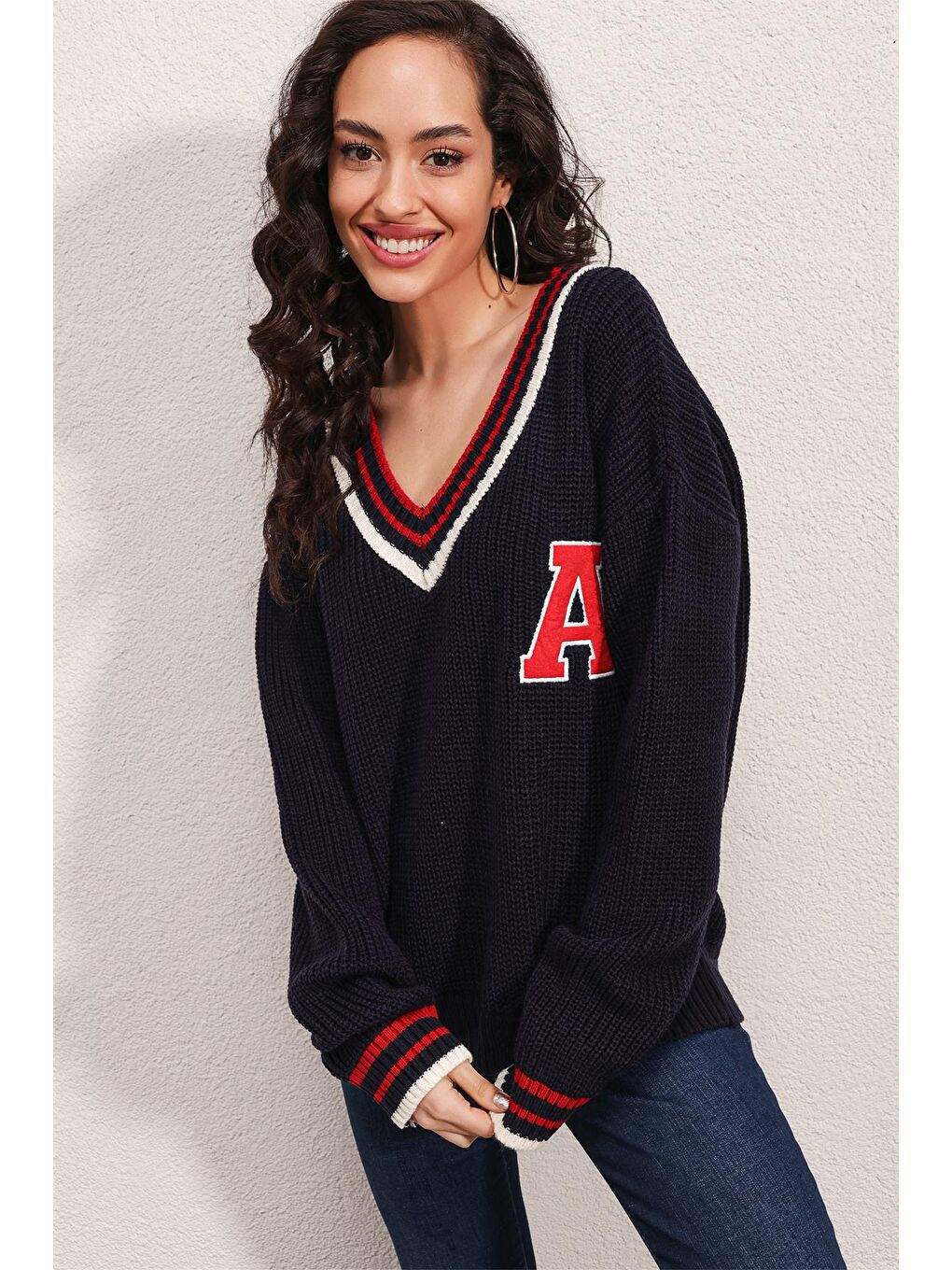 15802 V Yaka Kolej Triko Kazak - Lacivert