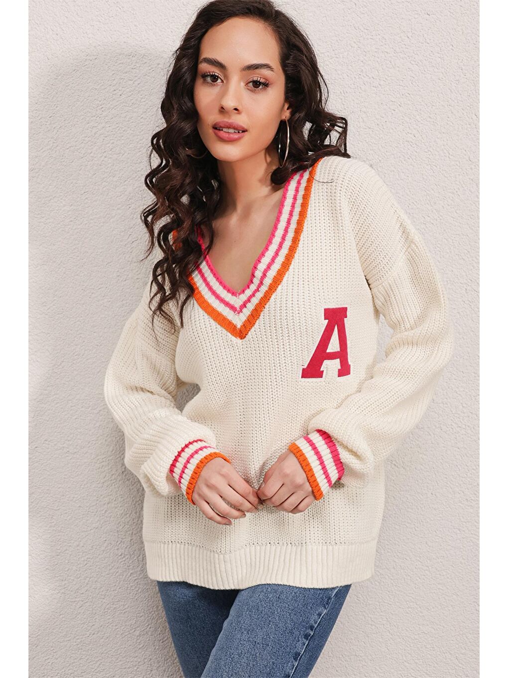 15802 V Yaka Kolej Triko Kazak - Fuşya-1