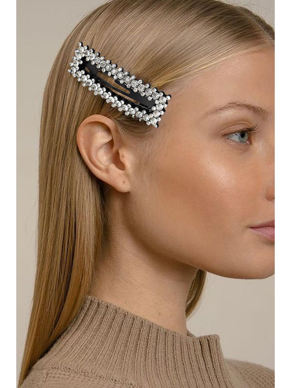 Siyah Taşlı Dikdörtgen Çıt Çıt Toka-3