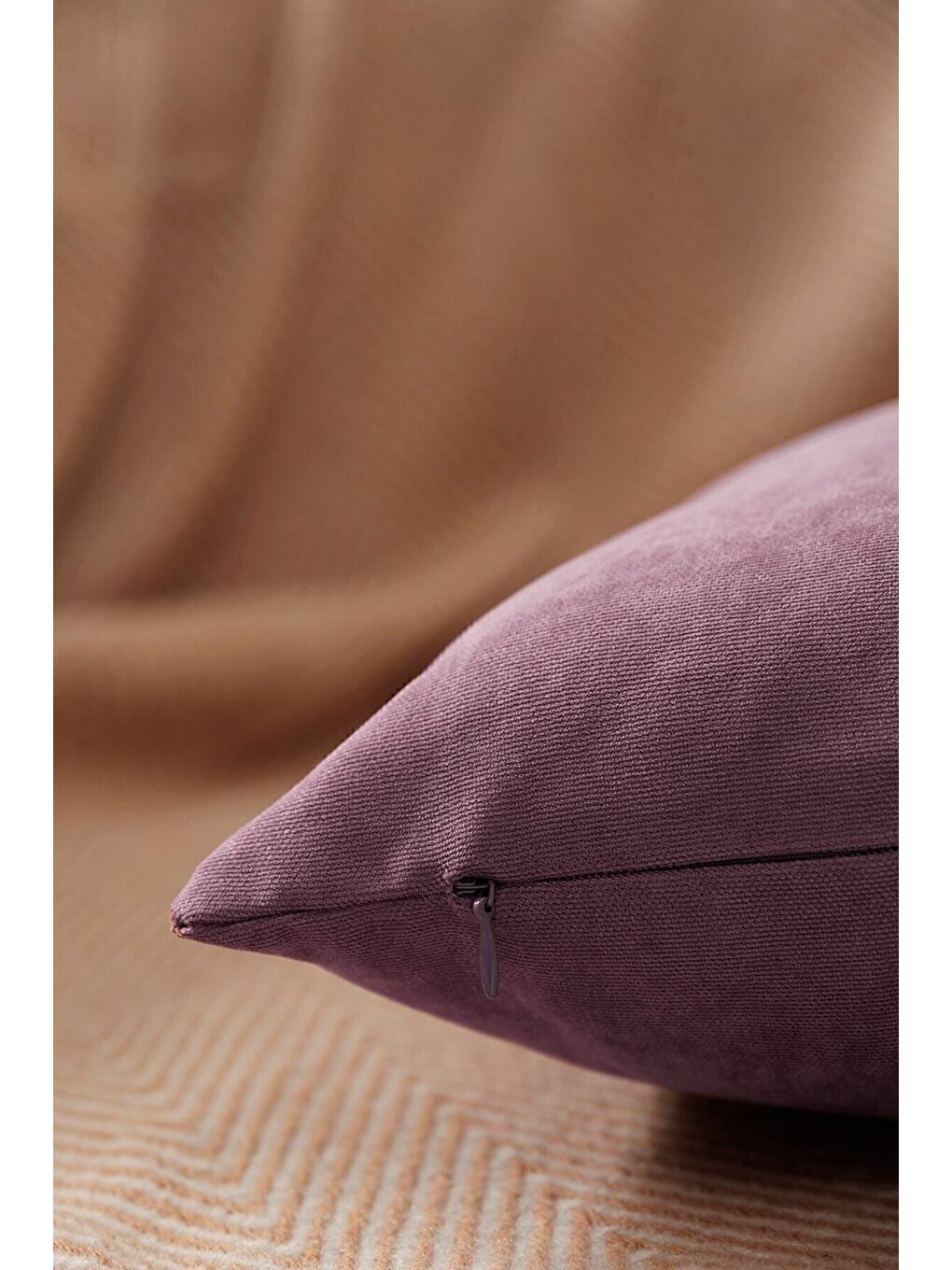 Pembe Panoroma Süet Dokulu Düz Punch (Panç) İçin Uygun Pudra 50X50 Dekoratif Kırlent Kılıfı-1