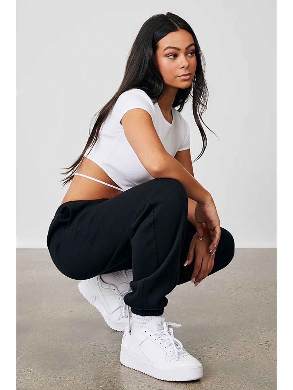 Kadın Siyah Beli Lastikli Oversize Eşofman Altı Mg1235-4