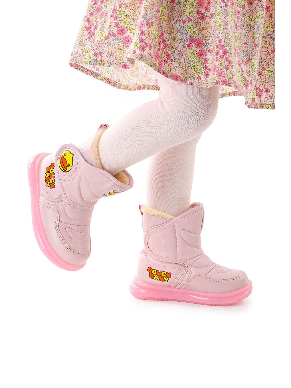 Pembe Cırtlı Işıklı Termo Taban Kız Çocuk Kar Botu Twg 9110-1