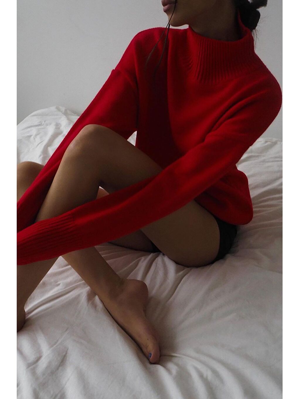 Kırmızı Balıkçı Yaka Kazak Mg1252-7