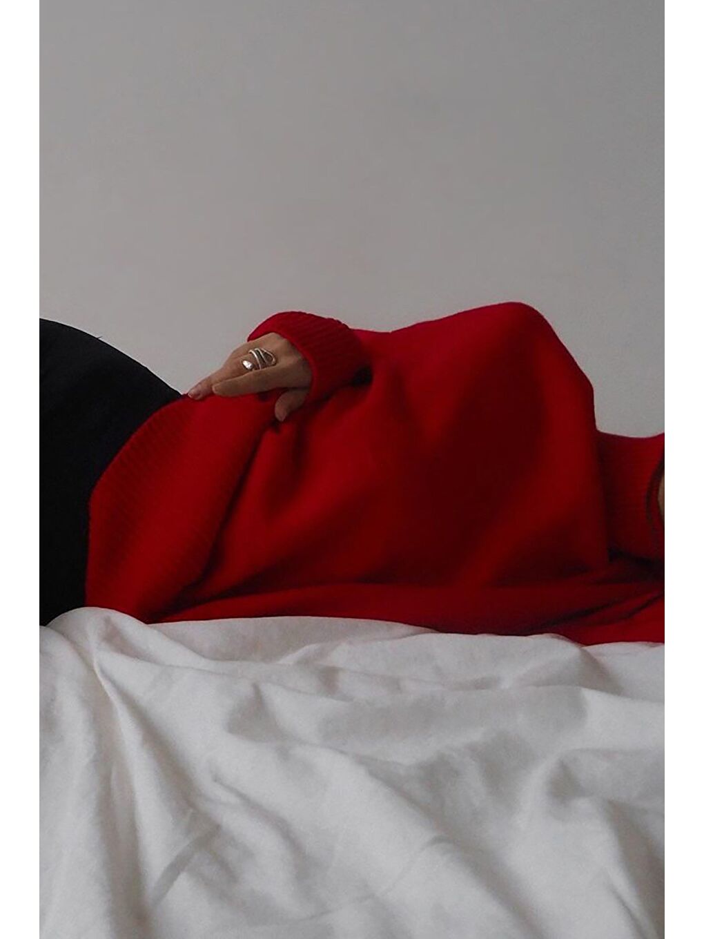 Kırmızı Balıkçı Yaka Kazak Mg1252-10