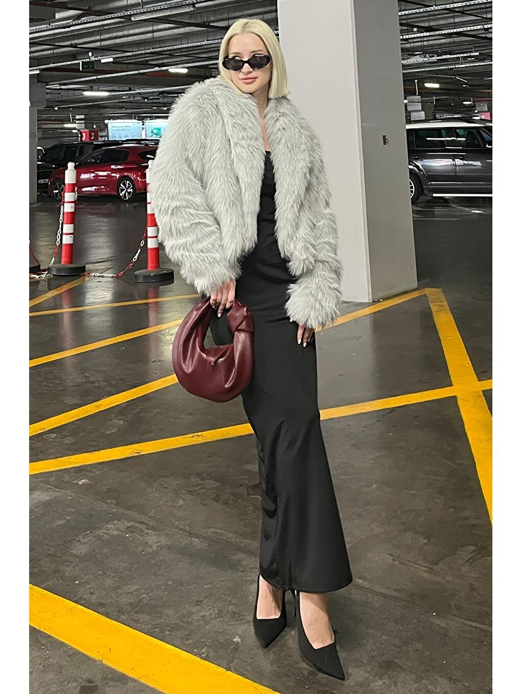 Gri Kruvaze Yaka Yumuşak Doku Astarlı Kadın Kürk Mg2175-5