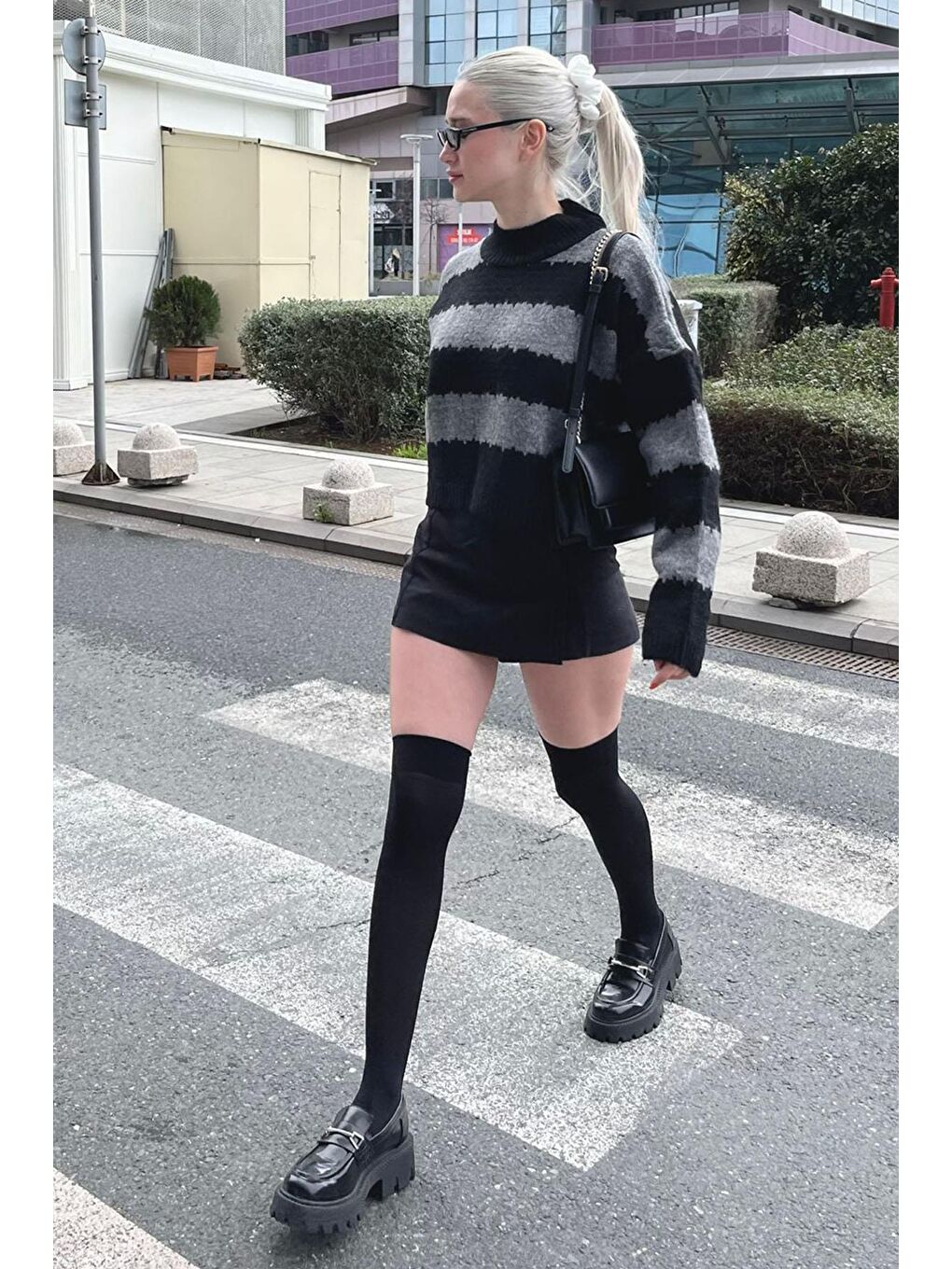 Antrasit Desenli Oversize Kazak Mg1205-1