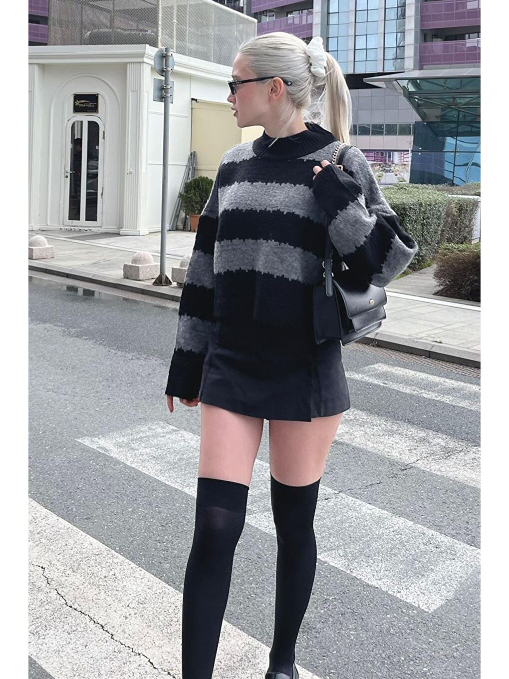 Antrasit Desenli Oversize Kazak Mg1205-2