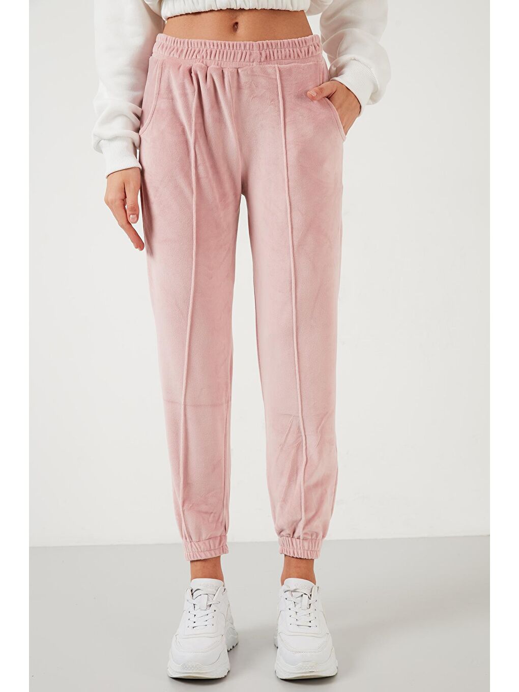 Pembe Beli ve Paçası Lastikli Cepli Eşofman Altı 5863821-1