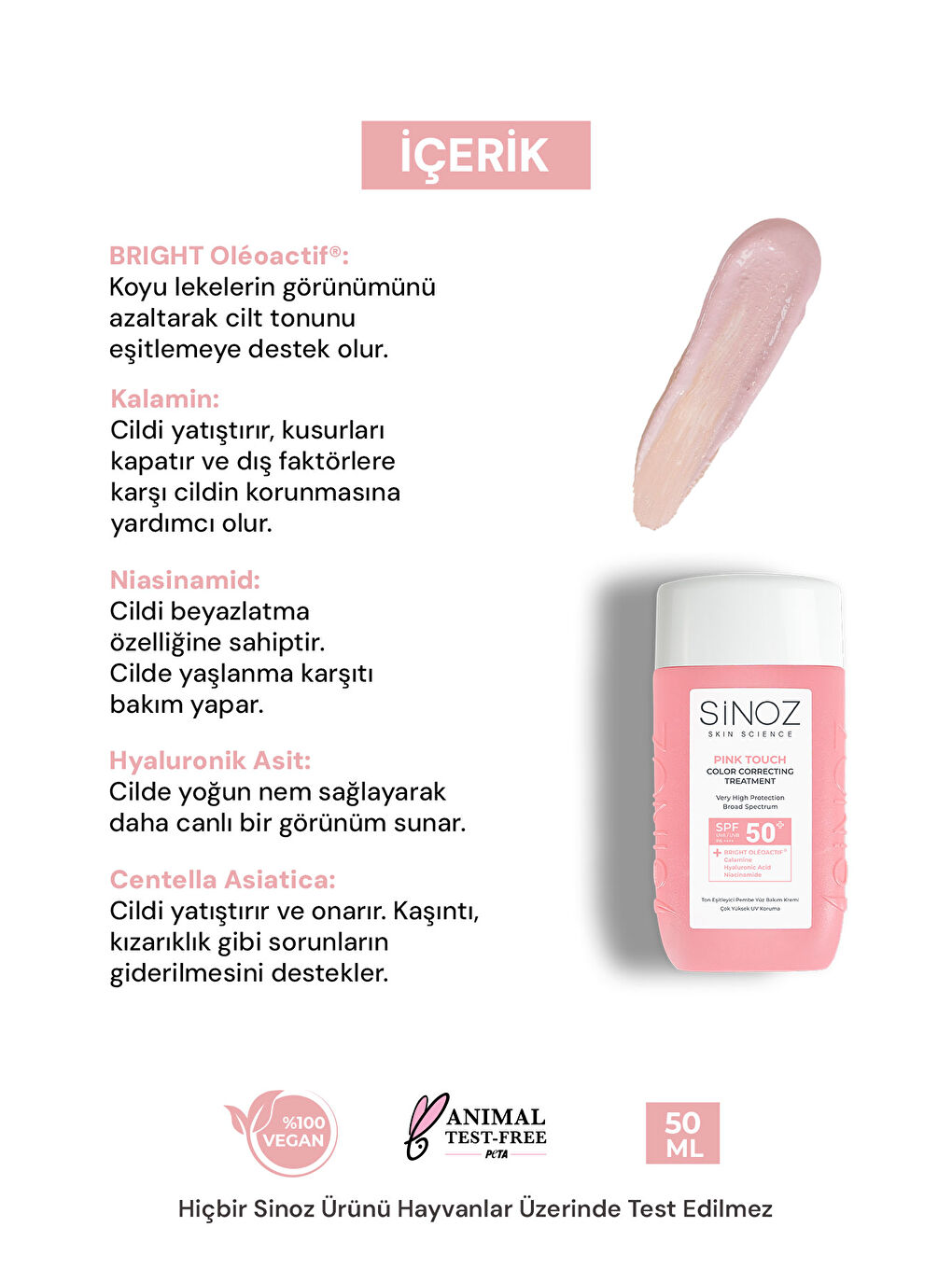 Pink Touch Anında Ton Eşitleyici Onarıcı Nemlendirici Pembe Yüz Güneş Kremi Spf50-3